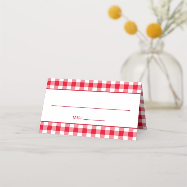 Create Your Own Country Gingham Place Card (Front)