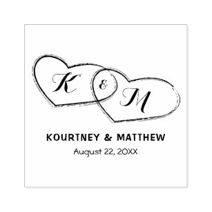 Create Your Own Couple Hearts Wedding Rubber Stamp