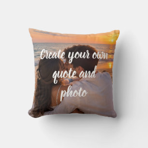 Create Your Own Couple Quote and Photo Sunset Cushion