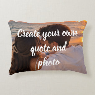 Create Your Own Couple Quote and Photo Sunset Decorative Cushion