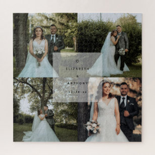 Create Your Own Couple Wedding Photo Collage Jigsaw Puzzle