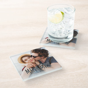 Create Your Own Couples Photo Custom Pic Glass Coaster
