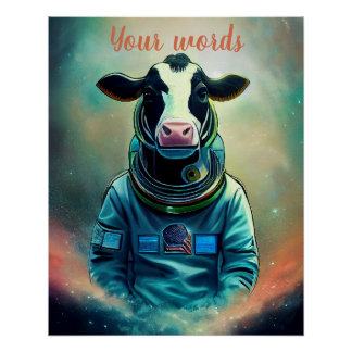 Create Your Own Cow in Space Astronaut Poster