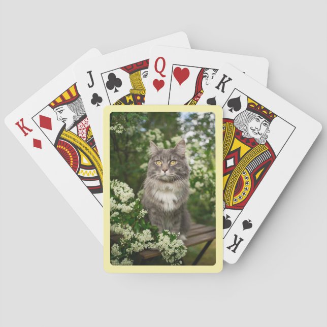 Create Your Own Cream Border Photo Playing Cards (Back)