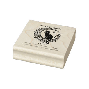 Create Your Own Crescent Moon Black Cat Vine Rubber Stamp