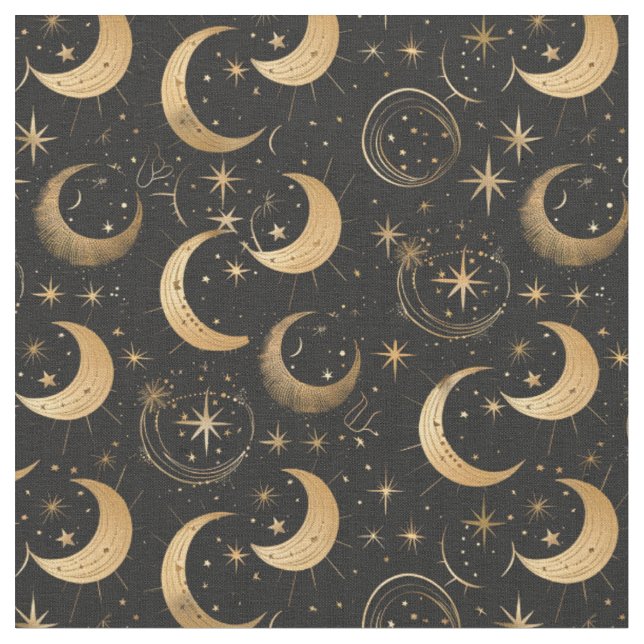 Create Your Own Crescent Moon Celestial Fabric (Close Up)