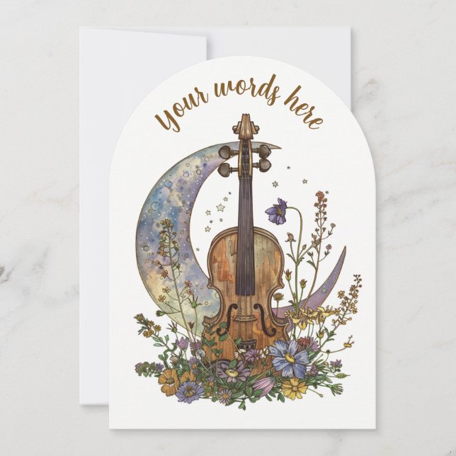 Create Your Own Crescent Moon Lullaby on Violin Save The Date (Front)