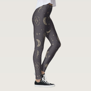 Create Your Own Crescent Moon Magic Wands Black Leggings
