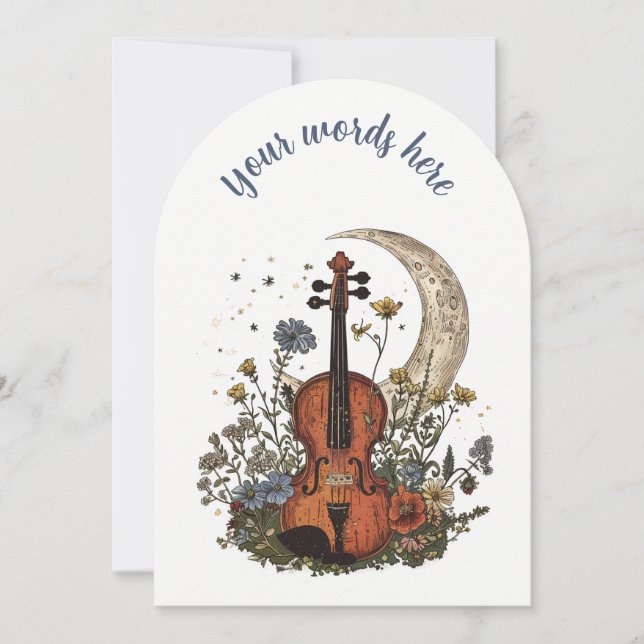 Create Your Own Crescent Moon Sonata on Violin Save The Date (Front)