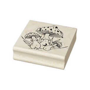 Create Your Own Crescent Moons Spotted Mushrooms Rubber Stamp