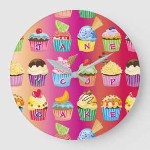 Create Your Own Cupcake Monogram Delicious Treats Large Clock