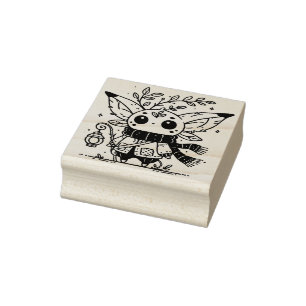 Create Your Own Curious Fairy Creature Floral Rubber Stamp
