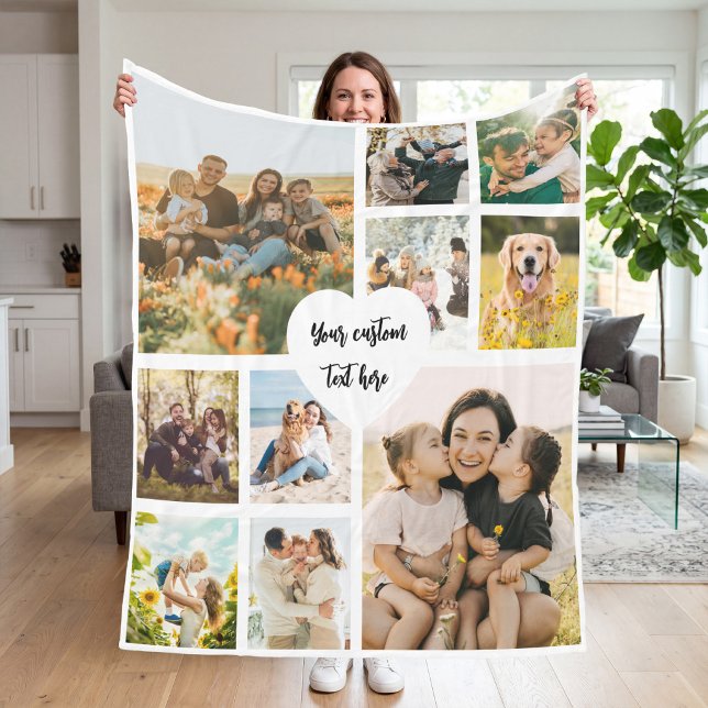 Create Your Own Custom 10 Photo Collage Fleece Blanket (Creator Uploaded)