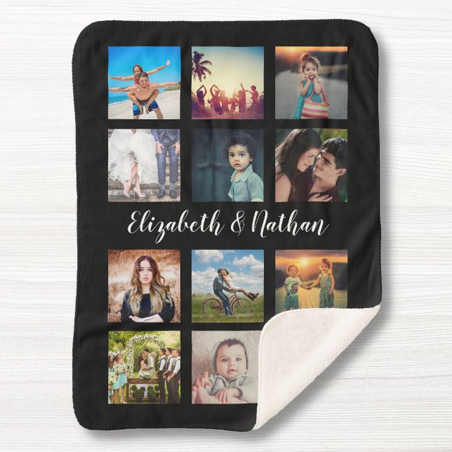 Create Your Own Custom 12 Photo Collage Family Sherpa Blanket (Creator Uploaded)
