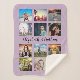 Create Your Own Custom 12 Photo Collage Family Sherpa Blanket