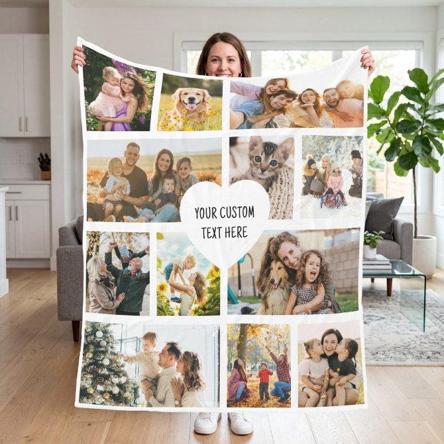 Create Your Own Custom 12 Photo Collage Fleece Blanket (Creator Uploaded)