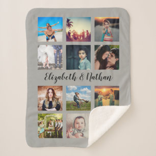 Create Your Own Custom 12 Photo Collage Friends Sherpa Blanket