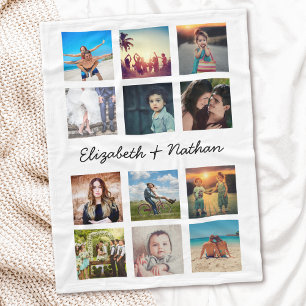 Create Your Own Custom 12 Photo Collage Keepsake Fleece Blanket