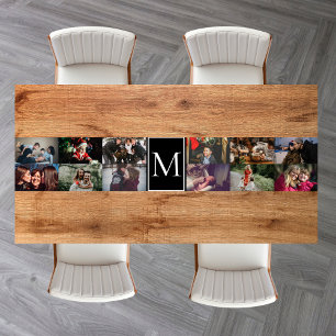 Create your own Custom 12 photo collage Monogram Short Table Runner