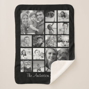 Create Your Own Custom 14 Family Photo Collage Sherpa Blanket