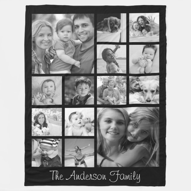 Create Your Own Custom 14 Photo Collage Memories Fleece Blanket (Front)