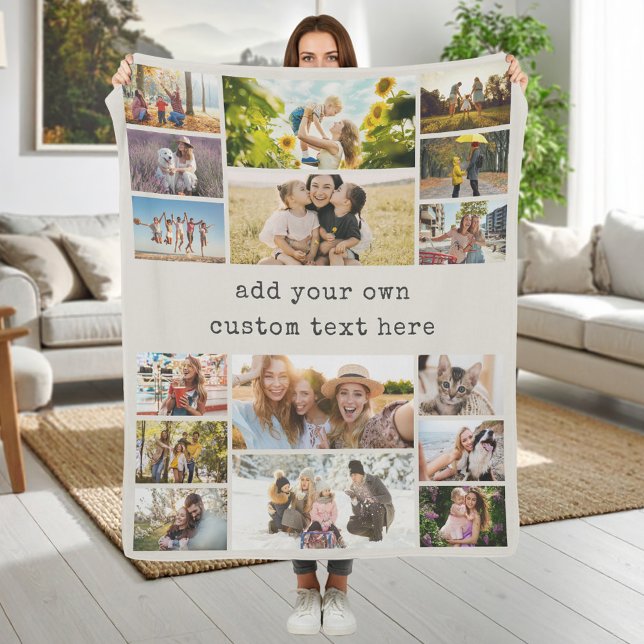 Create Your Own Custom 16 Photo Collage Fleece Blanket (Creator Uploaded)
