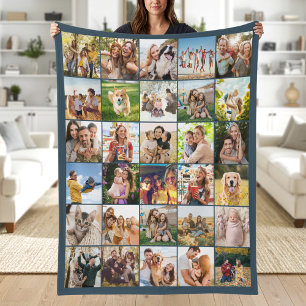 Create Your Own Custom 30 Photo Collage Fleece Blanket