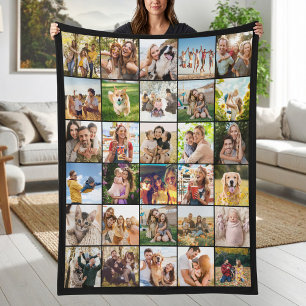 Create Your Own Custom 30 Photo Collage Fleece Blanket