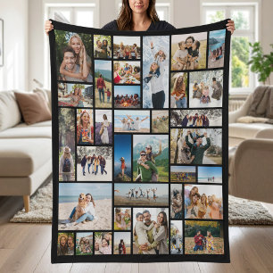 Create Your Own Custom 36 Photo Collage Fleece Blanket