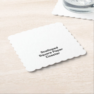 Create your own custom 4" x 4" Scalloped Square Paper Coaster
