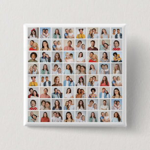 Create Your Own Custom 64 Photo Collage 15 Cm Square Badge