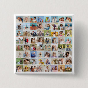 Create Your Own Custom 64 Photo Collage 15 Cm Square Badge