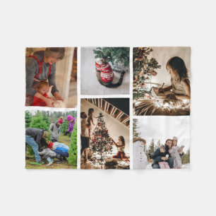 Create Your Own Custom 6 Photo Christmas Collage  Fleece Blanket
