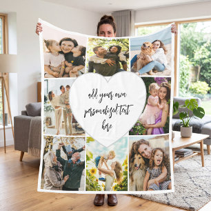Create Your Own Custom 8 Photo Collage Fleece Blanket