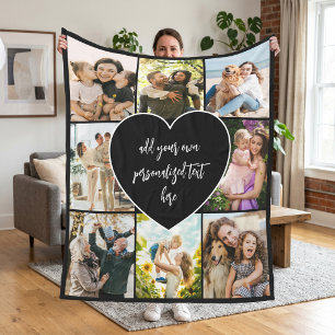 Create Your Own Custom 8 Photo Collage Fleece Blanket