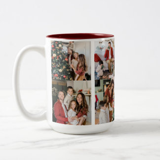 Create Your Own Custom 8 Photo Family Double Side Two-Tone Coffee Mug