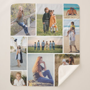 Create Your Own Custom 9 Photo Collage Sherpa Blanket