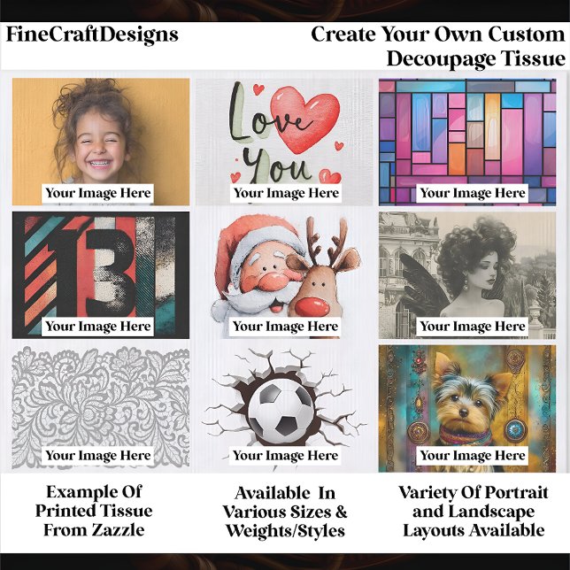 Create Your Own Custom 9 Photo Landscape Decoupage Tissue Paper (Creator Uploaded)