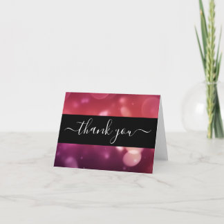 Create Your Own Custom Black & Dark Pink Bokeh Thank You Card