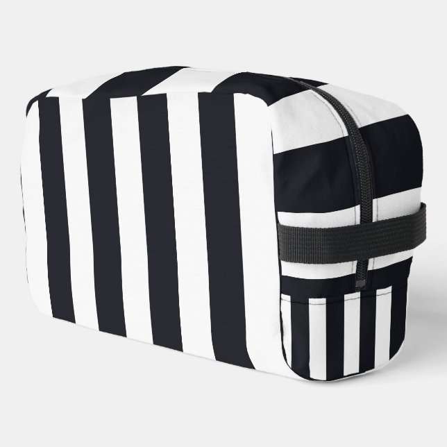 Create Your Own Custom Black & White Stripes Dopp Kit (Left Corner)