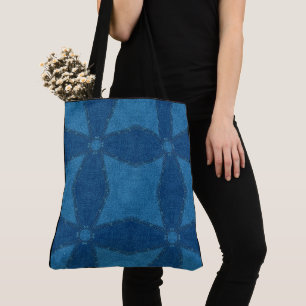 Create Your Own Custom Blue Pattern Retro Tote Bag