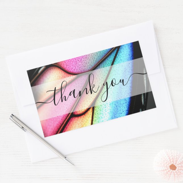 Create Your Own Custom Butterfly Wing Thank You Rectangular Sticker (Envelope)