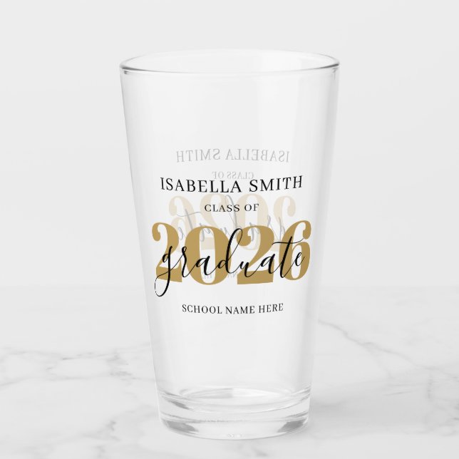 Create Your Own Custom Class of 2026 Graduation Glass (Front)