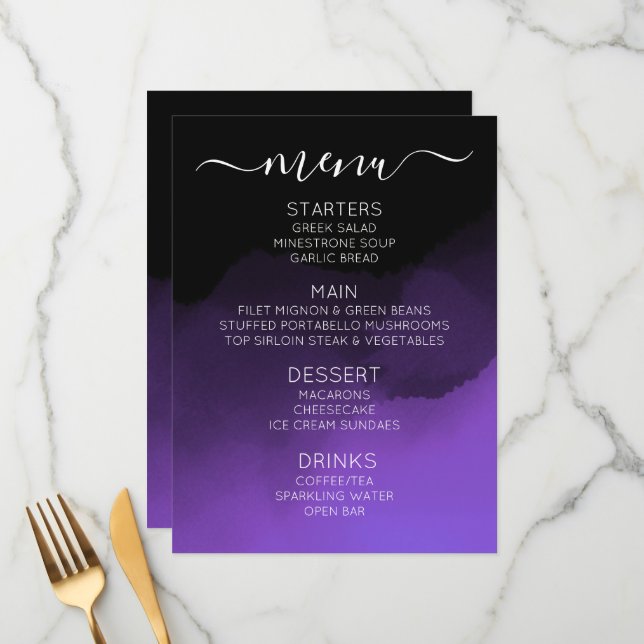 Create Your Own Custom Dark Colourized Ombré  Menu (Front/Back In Situ)