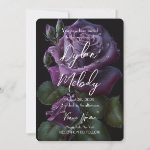 Create Your Own Custom Dark Purple Roses Invitation