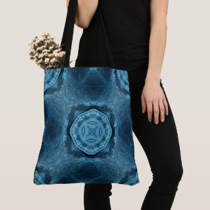 Create Your Own Custom Denim Blue Patch Print Tote Bag