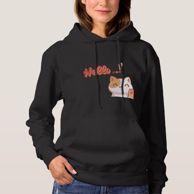 Create Your Own Custom Design Hello Cute Cat Hoodie (Front)