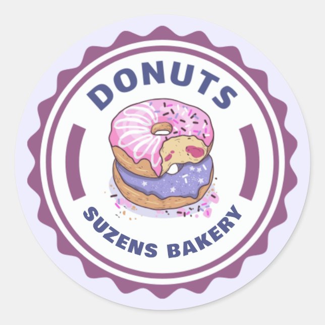 Create Your Own Custom Doughnut Shop Bakery Classic Round Sticker (Front)