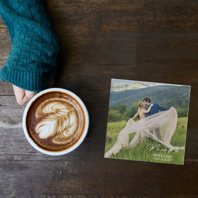 Create Your Own Custom Elegant Wedding Photo Glass Coaster (Creator Uploaded)