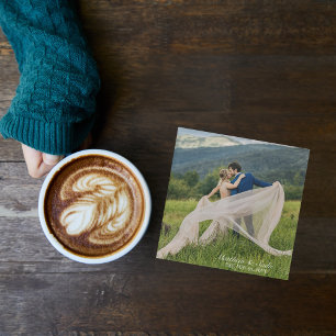 Create Your Own Custom Elegant Wedding Photo Glass Coaster